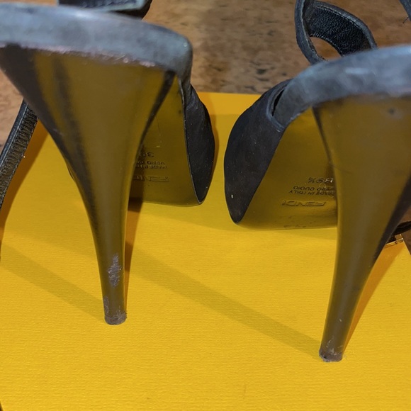 Vintage Fendi Suede Buckle Peep Toe Heels - Picture 5 of 9